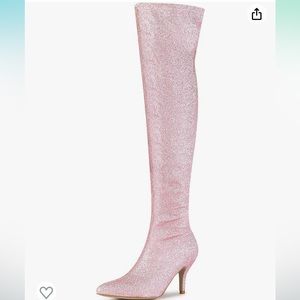 pink sparkly over the knee boots
